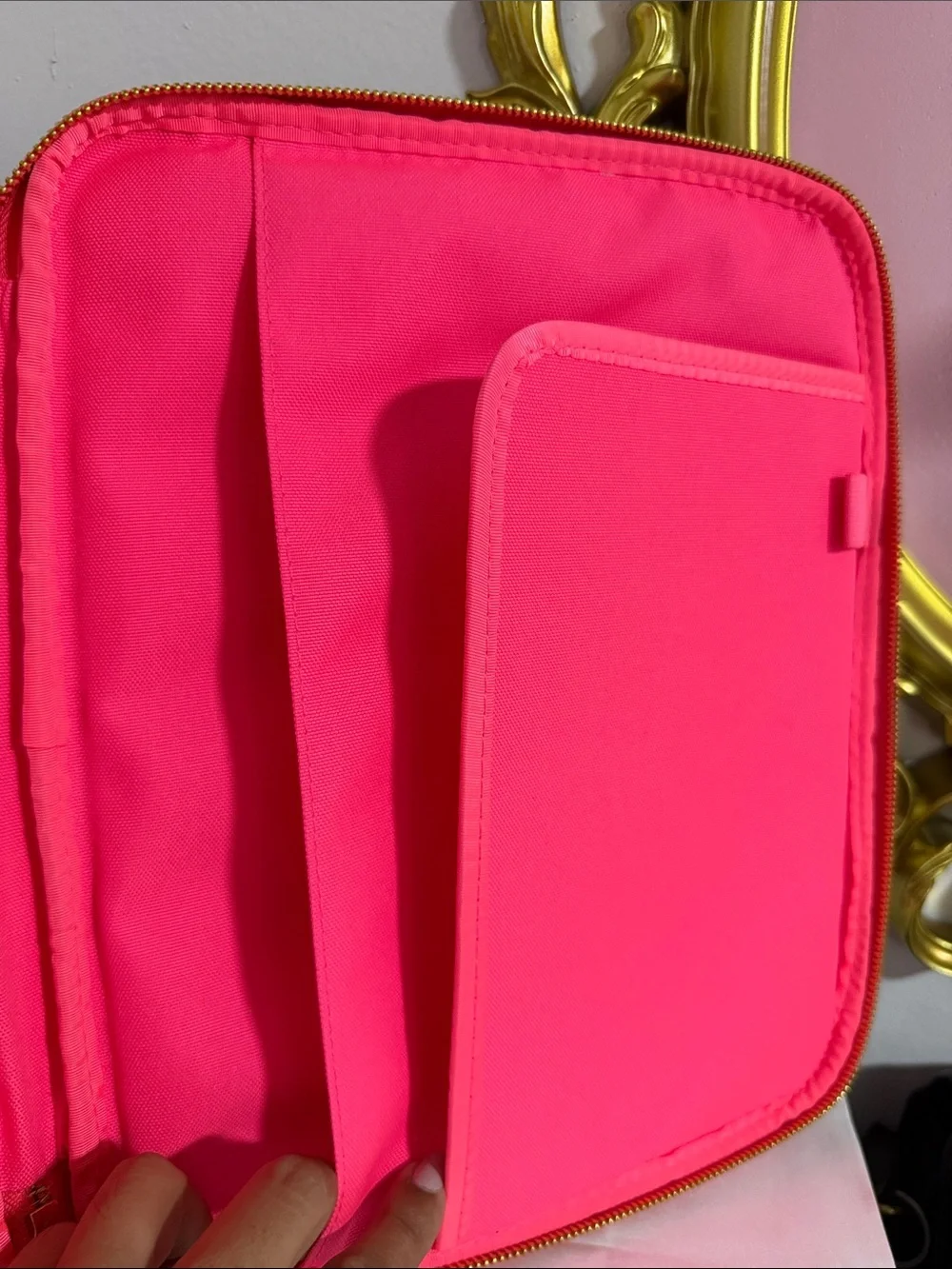 Lilly Pulitzer Pink & Blue Floral Cosmetic Case with Gold Plaque